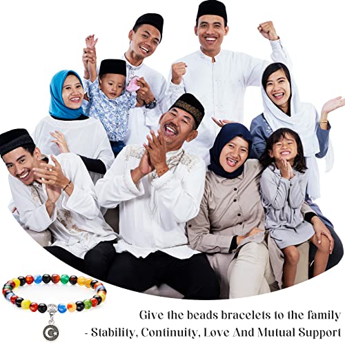 Jadive 7 Pcs Islamic Tasbih Prayer Beads Muslim Bracelets 33 Bead 6mm Round Bead Misbaha and Tasbih Bracelet Muslim Rosary Jewelry for Women Islam Gifts Religion Eid Ramadan Gift