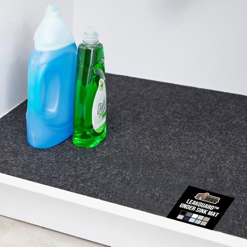 GORILLA GRIP LeakGuard Non-Adhesive Under Sink Mat for Kitchen Cabinet, Waterproof Quick Dry Shelf Liner, Durable Absorbent Felt Mats for Bathroom Sinks, Cabinets, Dresser, Easy to Trim 24x30 Charcoal - color: Charcoal, size: 24"w X 30"l