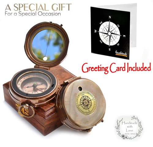 Trust in The Lord With All Your Heart - Proverbs 3:5-6 Quote Engraved Compass With Wooden Box, Greeting Card, Gift Compass, Graduation Day Gifts 2024 for Women Men Boys Girls - style: #5 Trust in The Lord Compass -Proverbs 3: 5-6
