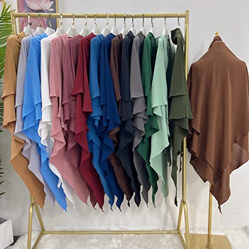 Khalat Muslim Prayer Hijab - 2 Layers Soft Breathable Islamic Dubai Women's Instant Long Hijab - color: Dark Brown