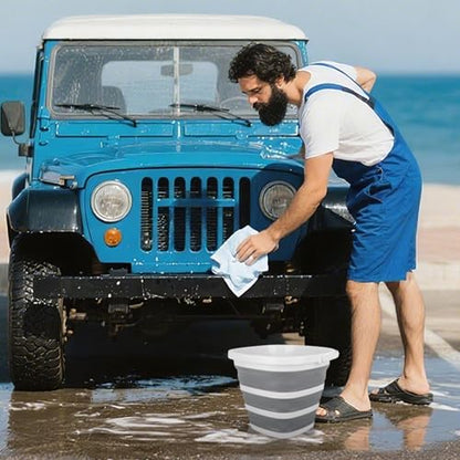 10L Collapsible Bucket for Cleaning, Portable Ice Bucket Water Pail for Space Saving, Foldable Sand Buckets with Handles for House Bathroom, Plastic Tub Sink Camping Wash Basin RV Essentials - size: 10L