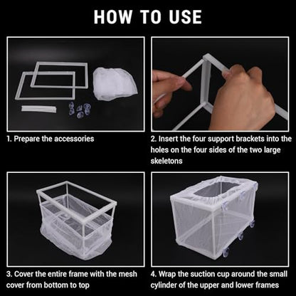 2 Pcs Fish Breeder Incubator Mesh Box, Breeding Box for Fish Tank with Suction Cup
