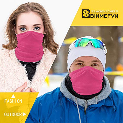 Polar Fleece Neck Warmer - Windproof Winter Neck Gaiter Cold Weather Face Mask For Men Women - 1 Pack - color: 1 Pack Rose Red