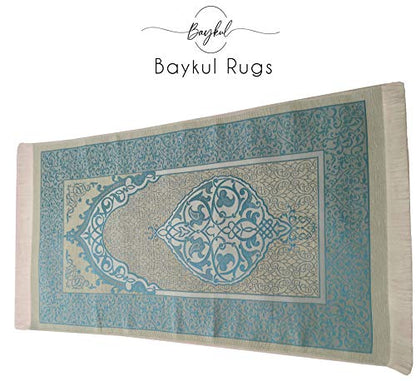BAYKUL Muslim Prayer Rug-Islamic Turkish Velvet Rugs-Great Ramadan Gifts-Janamaz Prayer Mat for Women Men-Portable Carpet Muslims Mats-Praying Rugs Islam-Sajadah-Gift Praying Beads 99 (Blue) - color: Blue
