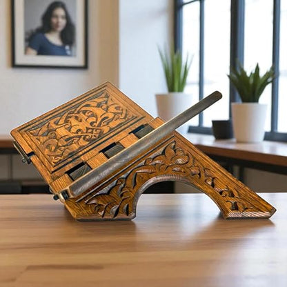 Wooden Portable Book Stand | Adjustable Reading Table | Cookbook Holder | Laptop, Notebook Stand | Dictionary Stand