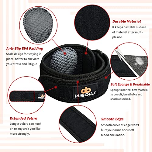 Elbow Brace for Tendonitis and Tennis Elbow for Women Men, 2 Pack Golfers Elbow Brace Counterforce Band with Compression Pad, Effective Tendon Pain Relief, Black - color: Black