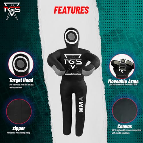MMA Grappling Dummy Brazilian JIU Jitsu BJJ Punching Bag for Self Defense Wrestling Judo Karate Boxing Throwing Submission Standing Position - UNFILLED - color: Black Grey, size: 4FT / 47"