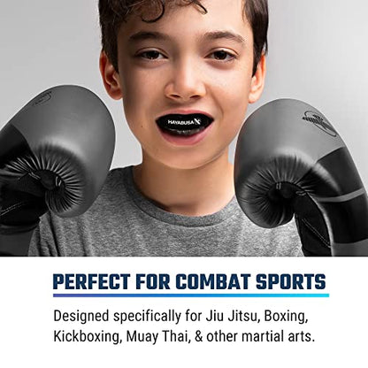 Hayabusa Combat Sports Mouth Guard Youth, Kids and Adult Sizes Comes with Case - Black/White, Youth - color: Black/White, size: Youth