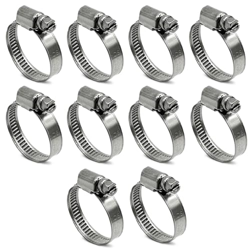 10 Pack SAE Size 12 Stainless Steel Hose Clamps, German Style Embossed Worm Gear Clamp, Adjustable 5/8 to 1-1/4 inch (20-32mm) for Radiator & Plumbing Pipe - size: 3/4 to 1-1/4 inch (10 Pack)