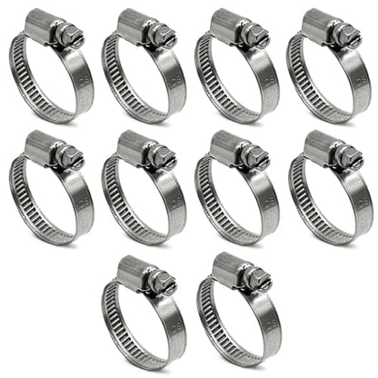 10 Pack SAE Size 12 Stainless Steel Hose Clamps, German Style Embossed Worm Gear Clamp, Adjustable 5/8 to 1-1/4 inch (20-32mm) for Radiator & Plumbing Pipe - size: 3/4 to 1-1/4 inch (10 Pack)
