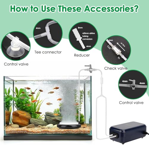 hygger Aquarium Air Stone Kit, Fish Tank Bubbler, Nano Furnace Flue Round Air Stone Disk Set for Hydroponics, Small Bubbles, Ultra-High Dissolved Oxygen Diffuser (4 Inch) - color: Black, size: 4 Inch