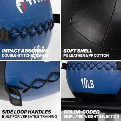 Titan Fitness Soft Leather Medicine Wall Ball Durable, Endurance, Cardio, Core Strength - size: 10 lb