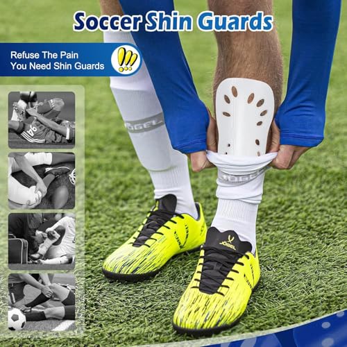 Soccer Shin Guards, 2 Pair Lightweight and Breathable Shin Guard Sleeves for Adults Football Player, Calf Protective Gear Shin Guards for Men Women (Bigger Shin Guards) - color: Black and Blue