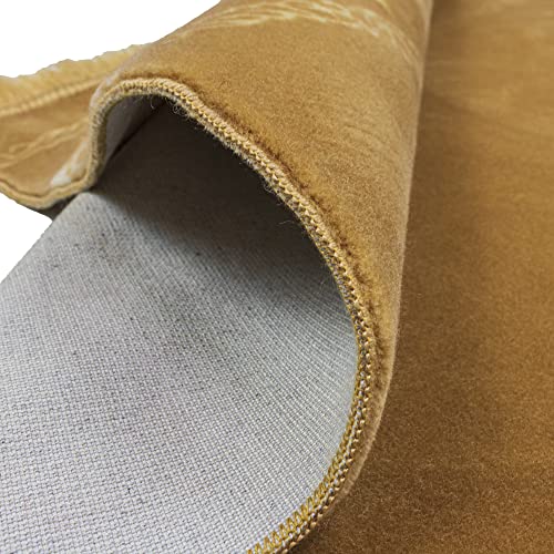 Modefa Turkish Islamic Prayer Rug - Large & Wide Soft Velvet Janamaz - Comfortable Muslim Praying Mat for Men & Women - Ramadan or Eid Gift - with Prayer Beads Tesbih - Grand Plush (Gold) - color: Gold