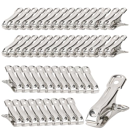 50 PCS Garden Clips for Netting - Stainless Steel Greenhouse Clamps | RAINFLOW Strong Grip Heavy Duty Metal Clip for Shade Cloth, Plant Cover, Garden Hoops & Greenhouse Supplies