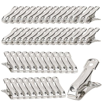 50 PCS Garden Clips for Netting - Stainless Steel Greenhouse Clamps | RAINFLOW Strong Grip Heavy Duty Metal Clip for Shade Cloth, Plant Cover, Garden Hoops & Greenhouse Supplies