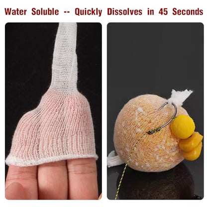 DONQL 5M PVA Mesh for Carp Fishing 3Pcs Fast Water Soluble Mesh Bait Bags | 45" PVA Bags for Carp Fishing, Refill Spawn Netting Bait Meshs, Fishing Refill Stocking for Rig Pellets - size: 37MM