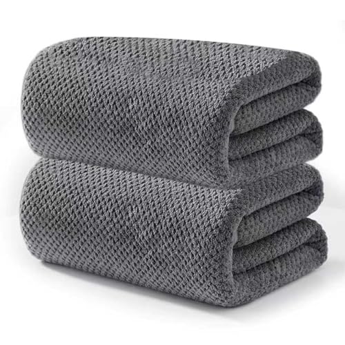 2-Pack Microfiber Towels 27x54(Inches), Ultra Soft Quick Dry Bath Towels, Highly Absorbent & Lightweight for Gym, Yoga, Travel, Spa, Home & Post-Workout, Large Bath Sheet Set - color: Grey, size: 27*54 inches