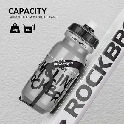 ROCKBROS Bike Water Bottle, 20-25oz Squeeze Cycling Water Bottle, BPA Free for Bicycle Running Hiking Gym & Outdoor Activities - color: 20oz Grey Black