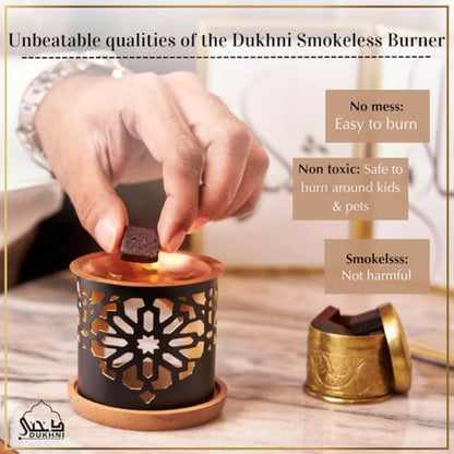 Dukhni Sandal Bakhoor Set | 2 x 9 Piece Each & Tree of Life Bakhoor Burner | Arabic Incense, Sandalwood Aroma, Grounding Woody Scent | Relax & Meditate, Home Fragrance, Home Aromatherapy