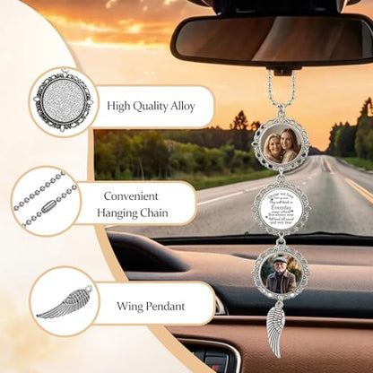 KDY Custom Car Rearview Mirror Accessories - Car Mirror Hanging Accessories with Photo & Text, Personalized Memorial Gift for Loss of Loved Ones (Wing)