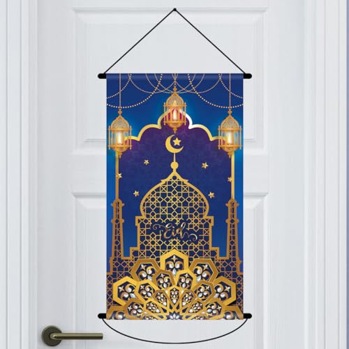 Ramadan Decorations Hanging Canvas Sign Ramadan Door Banner Kareem Ramadan Wreaths for Front Door Outdoor Ramadan Mubarak Door Hanger Banner Hanging Welcome Sign Canvas Ramadan Door