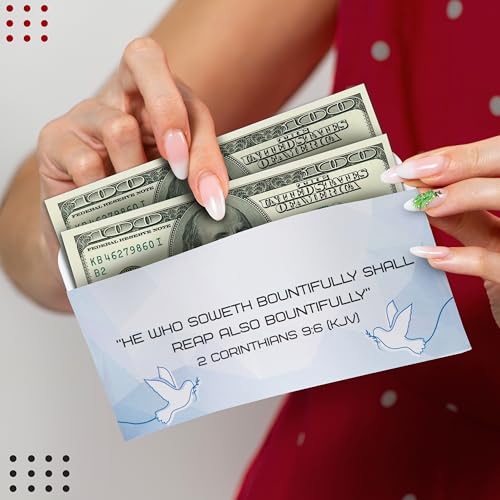 Tithe and Offering Envelopes for Church Donations, 200 Count 6.3 x 3.1 Inch Card Paper Envelopes for Cash, Checks, Weekly Tithes, Sunday Services and Ministries