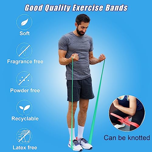 Resistance Bands Set for Physical Therapy, Rehab, Yoga and Pilates | Latex-Free elastic exercise bands suitable for rehab, yoga, Pilates, gym workouts, stretching, and home exercise - color: 10-pcs resistance set