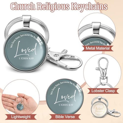 Equsion 24 Pcs Christian Keychain Gift Bulk Mini Bible Keychains with Verse Religious Keychain Gifts for Church Bible Study Group (Xmas) - color: Xmas