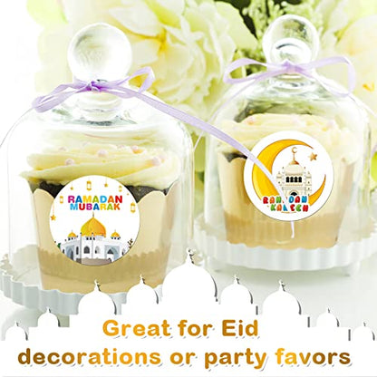 Nezyo 600 Pieces Ramadan Mubarak Stickers Eid Islamic Kareem Wall Window Stickers Ramadan Envelopes Gift Bags Labels for Eid Party Decorations(Cartoon Style) - style: Cartoon Style