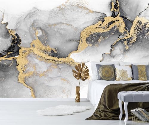 Black Gold Marble Wallpaper Peel and Stick for Living Room Office 82"x57" - color: ZZ-006, size: 82" x 57"