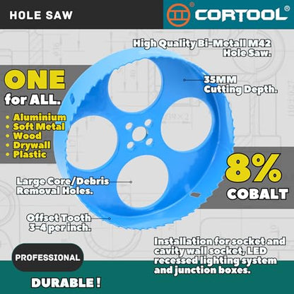 6-1/4 Inch Hole Saw with Arbor for Metal and Wood Cutting, Bi-Metal Hole Cutter, 6-1/4" Hole Saw Kit for Drywall, Wood, PVC Boards, Fiberglass and Vent Pipes - style: 6-1/4"（159mm）