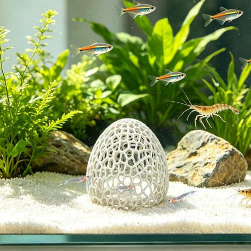 Shrimp Cave with Suction Cup | Stable Resting Hiding Place for Cherry & Dwarf Shrimp, Guppy, Small Fish(white) - color: White