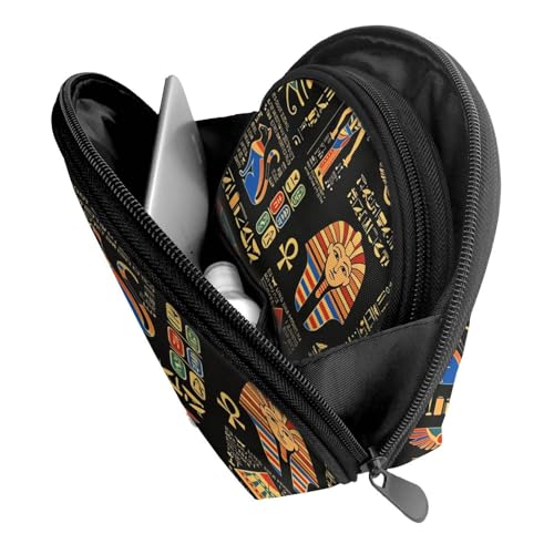 Ancient Egyptian Artifacts 2-Piece Shell Makeup Bag Set, Large Capacity Travel Cosmetic Bag For Women With Zipper, Waterproof Polyester Toiletry Organizer Pouch For Purse, Travel, Gym & Daily Use - color: Ancient Egyptian Artifacts