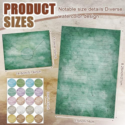 TaoBary 160 Pcs Stationery Paper Set 50 Double Sided Stationery Papers with 50 Matching Envelopes and 60 Round Dot Sticker, 10 Design (Vintage,8.25 x 5.5 Inch) - size: 8.25 x 5.5 Inch, style: Vintage