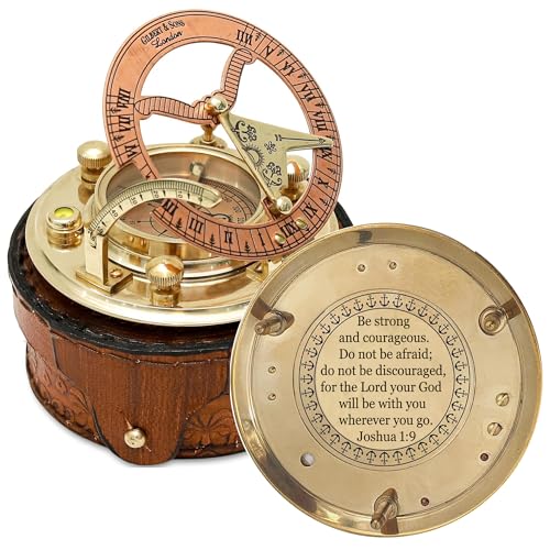 Trust in The Lord with All Your Heart -Proverbs 3: 5-6 Quote Engraved Compass with Leather Box, Sundal Compass, Gift Compass, Graduation Gifts Compass for Women Mens Boy Girls - color: Be Strong