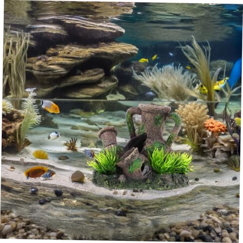 INOOMP Aquarium Cave Decorations: Fish Tank Resin Vase Jar Jug Sunken Ornament Landscaping Saltwater Freshwater Small Medium Fish Garden Pond Ornaments