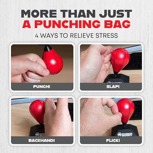Desktop Punching Bag – Desk Fidget Toy for Stress Relief & Focus – Mini Suction Cup Punch Ball with Patented Griply™ Technology – Office Stress Reliever for Adults, Teens & Coworkers - color: Red