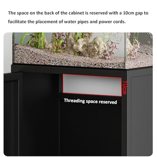Home Office Fish Tank Stand, Professional Metal Aquarium Stand Storage Shelf Heavy Duty Breeder Turtle Terrarium Stand Rack, Reptile Tank Stand with Lockers，Fish Tank Cabinet - color: Black, size: 50*30*70cm