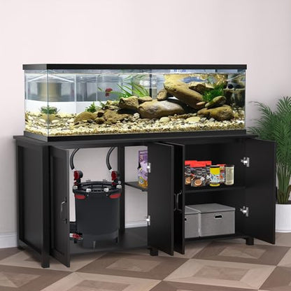 GDLF 100-150 Gallon Large Fish Tank Stand,Furniture-Style Aquarium Stand | 60"x24" Top Supports 2200 lbs, Enclosed Storage for Sump Systems & Accessories, 8-Outlet Power Strip, EVA Mat Protection - size: 100-150 Gallon