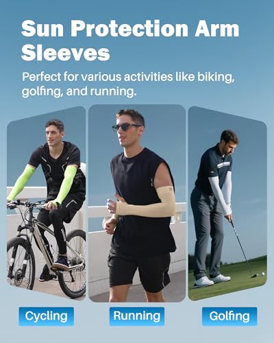Arm Sleeves for Men Women UV Sun Protection Compression Arm Warmer Tattoo Cover Up, Sports Golf Cooling Sleeves - color: 3 Pairs_nude