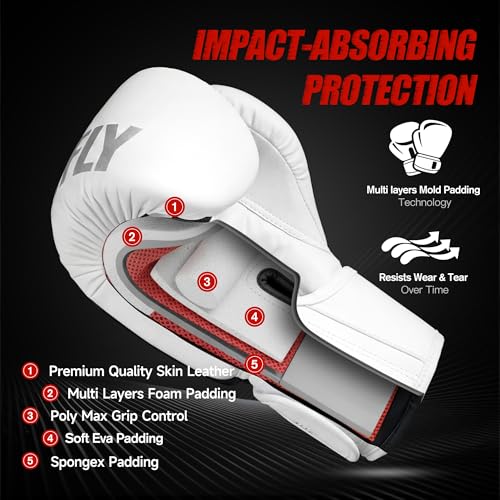 Boxing Gloves with Hand Wraps for Men and Women, Kickboxing, Mixed Martial Arts, Muay Thai, MMA, Heavy Bag Training - color: White, size: 14oz