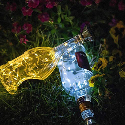 VOOKRY 태양열 와인 병 조명 코르크 8팩 20개 LED 요정 조명 스트링 실버 와이어 조명, 파티, 크리스마스, 어머니의 날, 웨딩 센터 또는 테이블 장식용, 웜 화이트 - color: 웜 화이트.