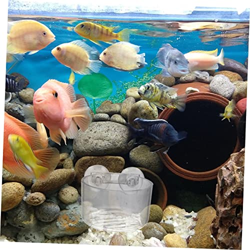 4pcs Acrylic Fish Feeding Cup Set Shrimp Feeder Suction Base for Aquatic Feeding in Aquariums and Fish Tanks