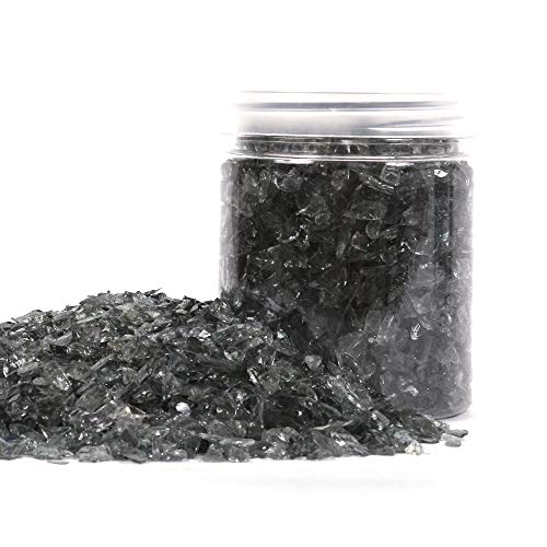 Shiny Stone High Luster Reflective Fire Glass Gravel,Fire Gems,Fire Drops,Fire Glass Pebbles Stones Beads Chips for Fire Pit Fish Tank Aquarium Garden,3-6mm 305g/0.67lb (Gray) - color: Gray