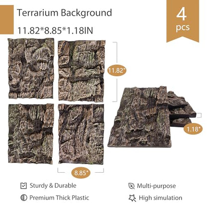 4pcs Rock Terrarium Background,3D Reptile Tank Background Board,Amphibian Stereo Backdrop Wall,Lizard Snake Gecko Spider Chameleon Turtle Fish pet silo Background Decorative Panel - color: Paleyellow-11.8"*8.8"（4pcs）