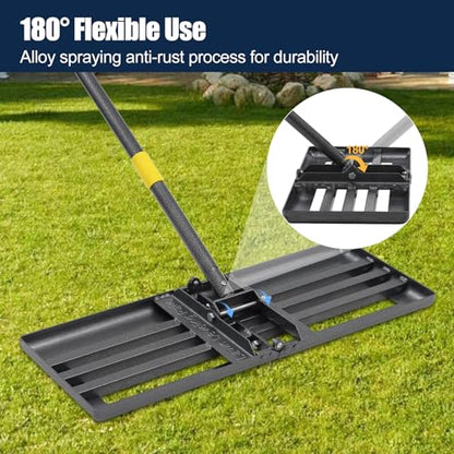 Heavy Duty Lawn Leveling Rake 30x10 with 72" Adjustable Handle - Commercial Grade Landscape Grading Tool, Foldable Yard Leveler for Soil Sand & Topdressing | Stainless Steel + Ergonomic Design - size: 30x10"(Foldable), 72"
