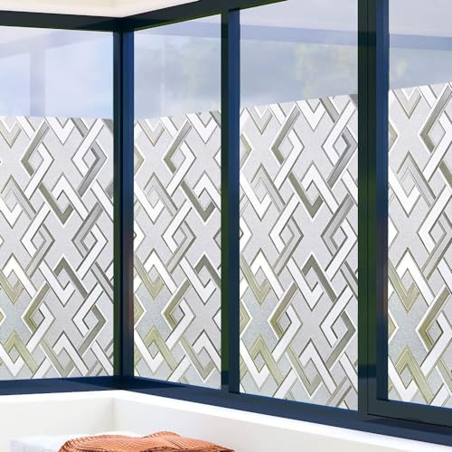 Frosted Window Privacy Film,3D Vinyl Decorative Window Decals, UV Blocking Static Cling No-Glue Glass Window Film (17.5 x 157.4 inch) - size: 17.5'' x 157.4'' (44.5 x 400 cm)