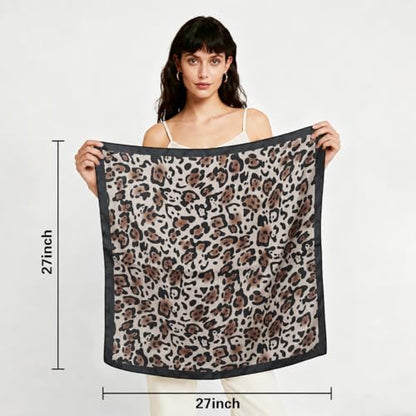 27" Head Scarf Like Satin Silk for Women,Hair Scarves Bandana,Headband Silk Feeling for Hair Wrap - color: Leopardprint-3