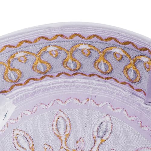 RUIXIA Men Boys Muslim Prayer Kufi Hat Skull Cap Embroidery Islam Kufi Headware takke Praying Beanie Hat Kofia Topi Hat - color: Blue/White--kids 7-10yrs